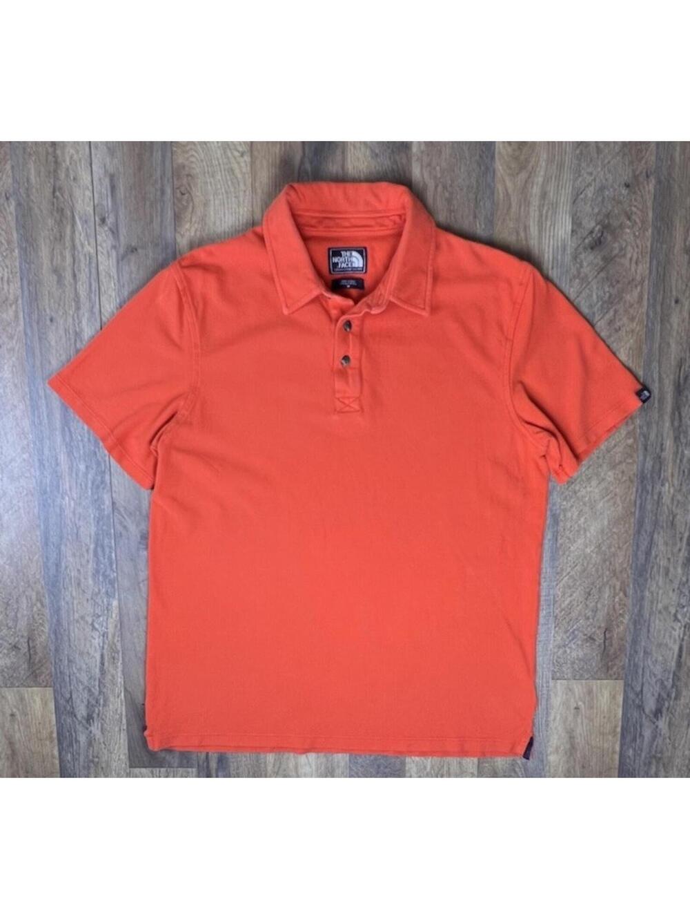 Vintage The North Face Polo Shirt Orange Medium Cotton Gorpcore Outdoor Boxy y2k